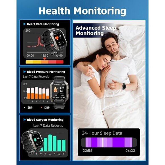 ✨ Laoziniu Smart Watches Men Black Bluetooth Calls Sport Modes Waterproof Watch - Picture 4 of 7